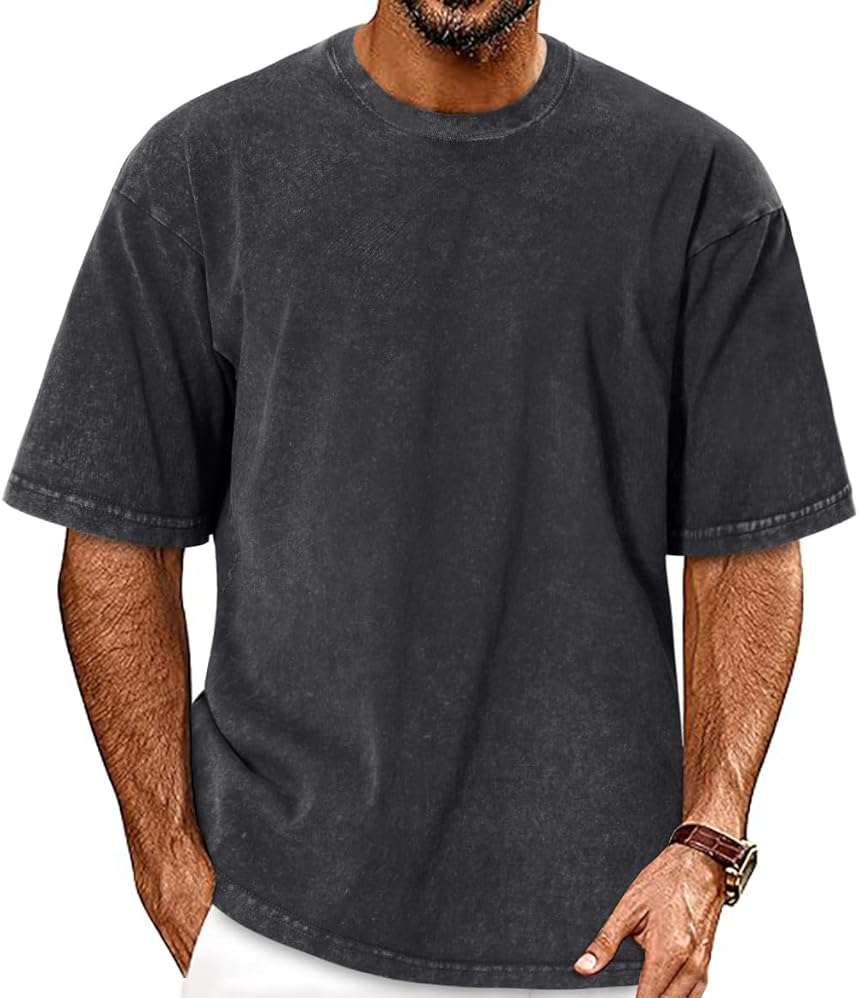 Oversized Tshirts for Men Short Sleeve Vintage Washed Basic Loose Tees 2026 - Image 1