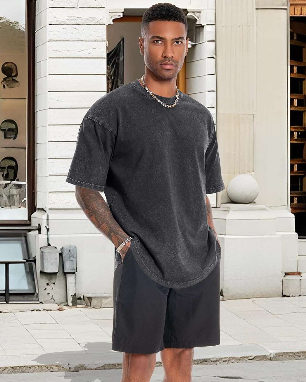 Oversized Tshirts for Men Short Sleeve Vintage Washed Basic Loose Tees 2026 - Image 3