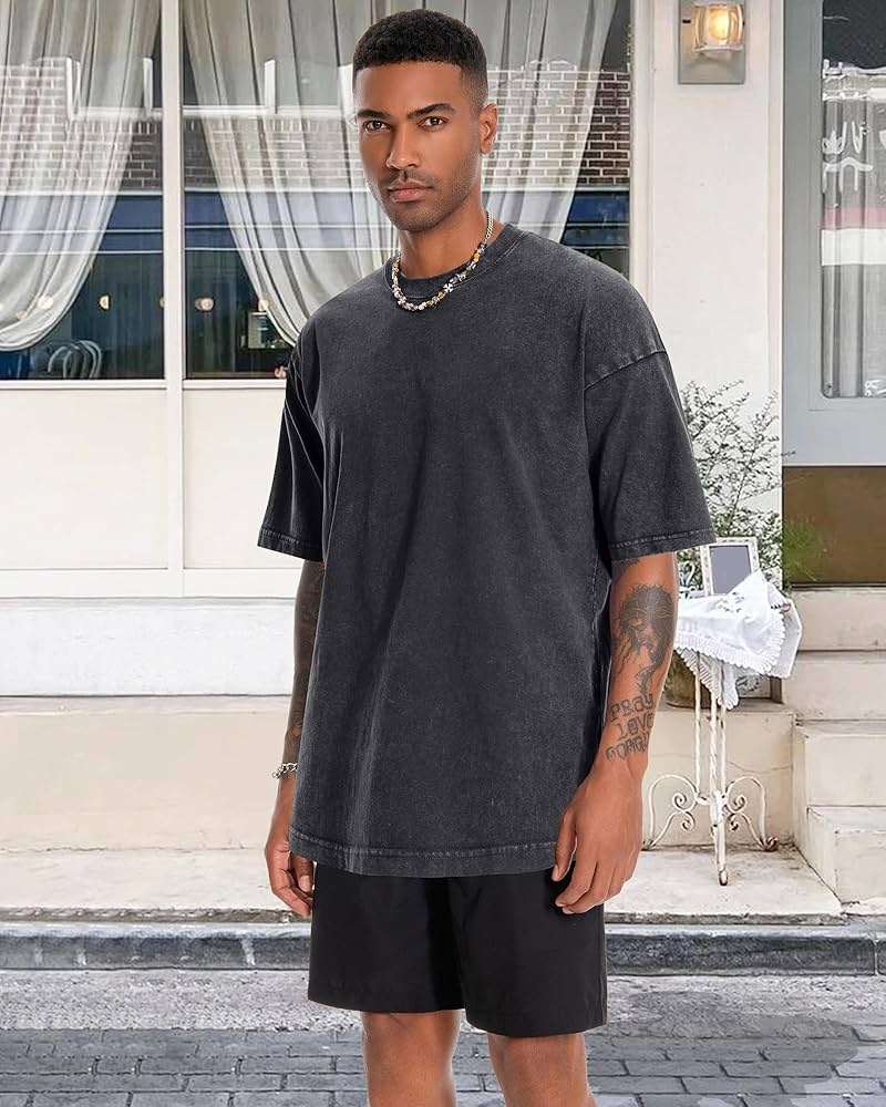 Oversized Tshirts for Men Short Sleeve Vintage Washed Basic Loose Tees 2026 - Image 4