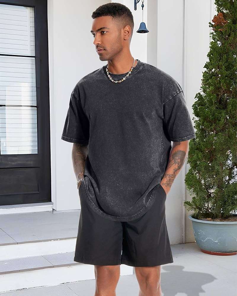 Oversized Tshirts for Men Short Sleeve Vintage Washed Basic Loose Tees 2026 - Image 7