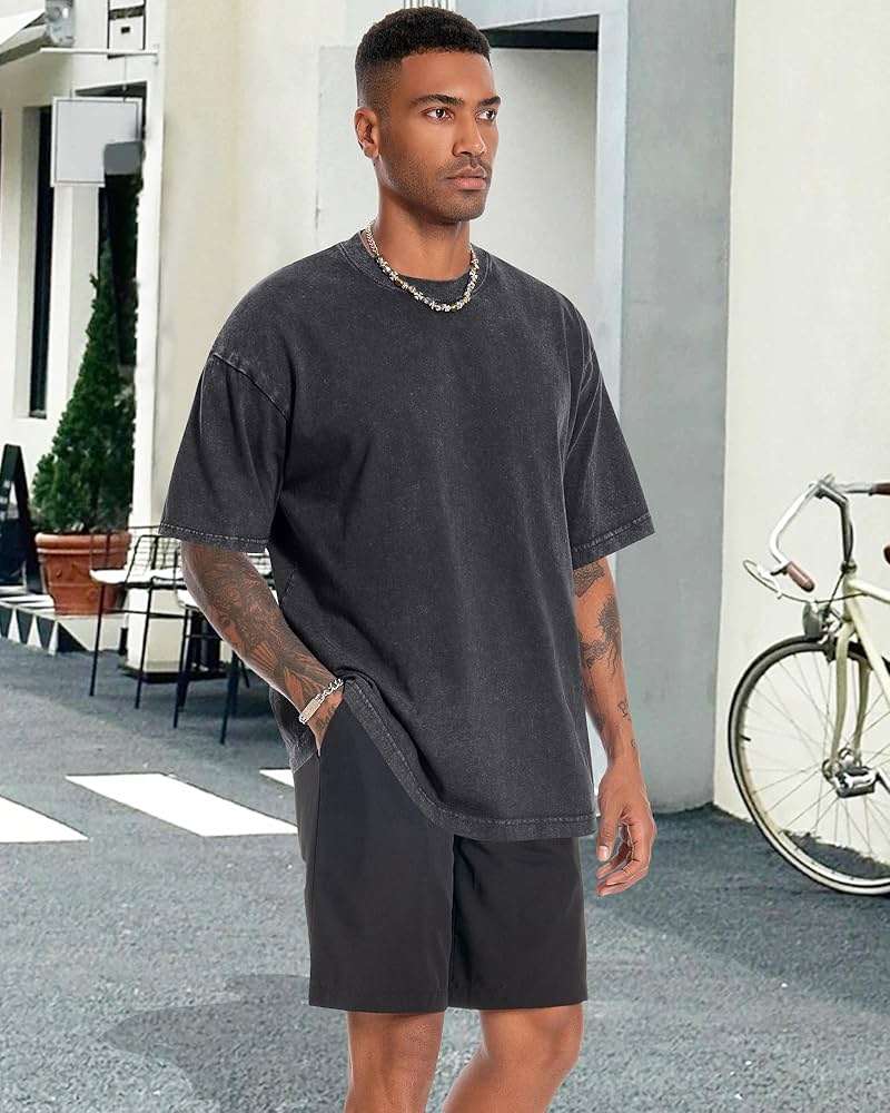 Oversized Tshirts for Men Short Sleeve Vintage Washed Basic Loose Tees 2026 - Image 8