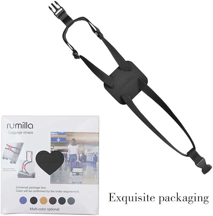 Luggage Straps Bag Bungees for Add a Bag Easy to Travel Suitcase Elastic Strap Belt (Black Luggage strap-1PCS) - Image 3