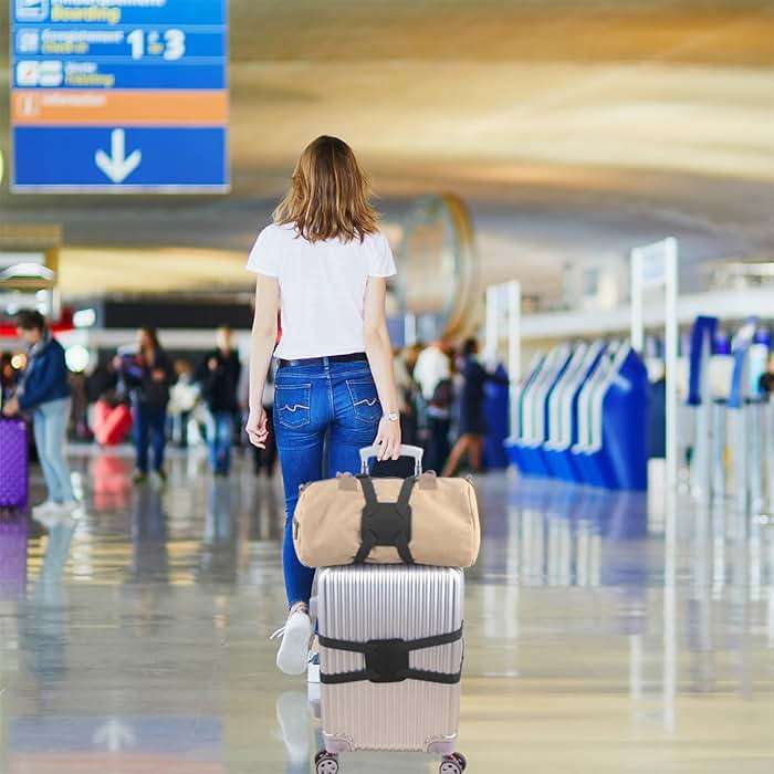 Luggage Straps Bag Bungees for Add a Bag Easy to Travel Suitcase Elastic Strap Belt (Black Luggage strap-1PCS) - Image 4