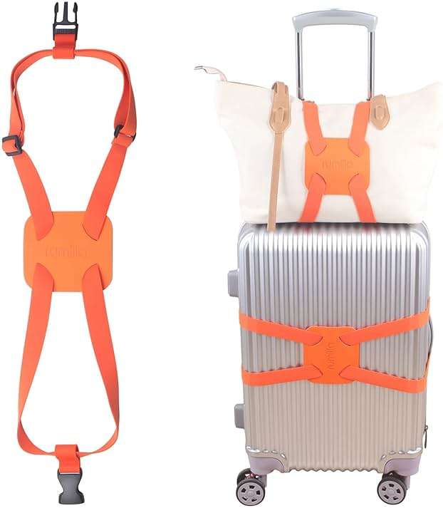 Luggage Straps Bag Bungee， Luggage Straps Suitcase Adjustable Belt，Add a Bag Easy to Travel Suitcase Elastic Strap Belt (Orange Luggage strap-1PCS) - Image 1