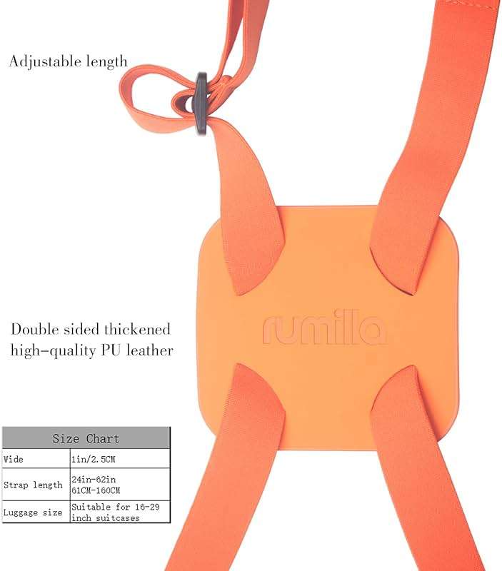 Luggage Straps Bag Bungee， Luggage Straps Suitcase Adjustable Belt，Add a Bag Easy to Travel Suitcase Elastic Strap Belt (Orange Luggage strap-1PCS) - Image 2