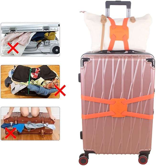 Luggage Straps Bag Bungee， Luggage Straps Suitcase Adjustable Belt，Add a Bag Easy to Travel Suitcase Elastic Strap Belt (Orange Luggage strap-1PCS) - Image 3