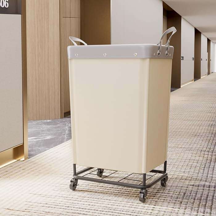 Lifewit 165L Laundry Basket with Wheels, Large Heavy Duty Commercial Rolling Laundry Hamper with Handles, Tall Steel Frame Laundry Cart for Laundry Room Bedroom Hotel Home Dorm, White - Image 9