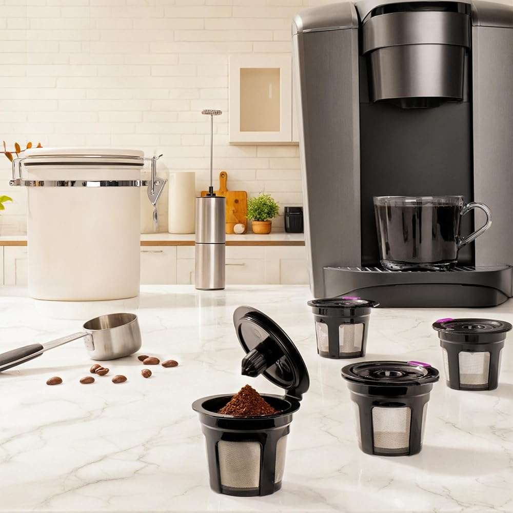Reusable K Cups for Keurig K Elite, K Classic, K Compact, K Latte, K Duo and All 2.0 & 1.0 Coffee Makers, 2 Pack K Cup Coffee Filters - Black - Image 2
