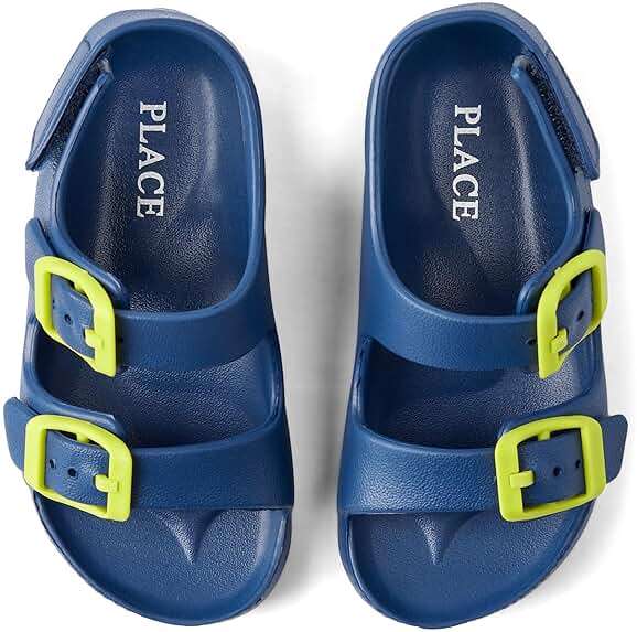The Children's Place Baby Boys and Toddler Everyday Double Buckle Slide Sandals with Backstrap - Image 1