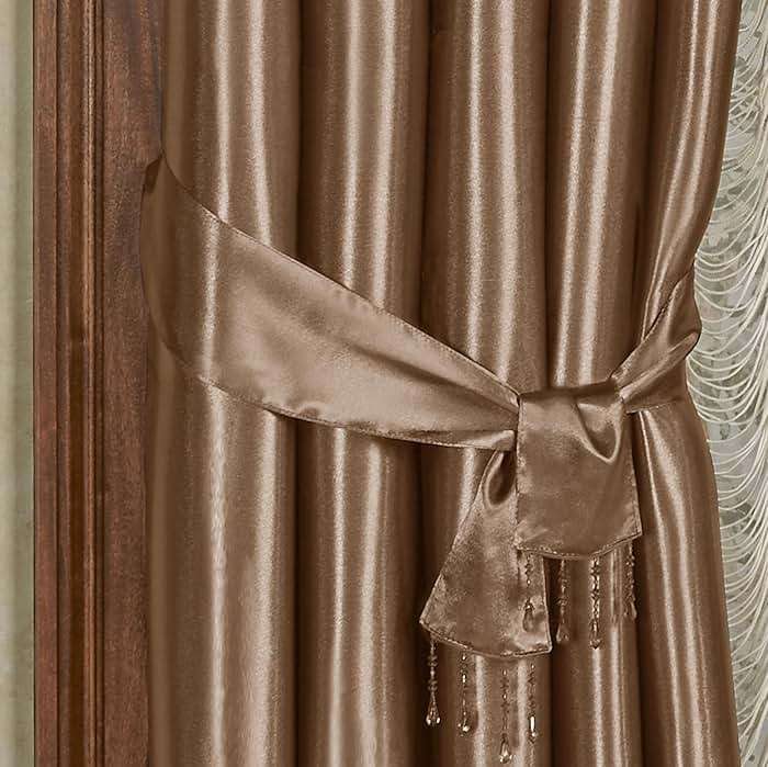 Touch of Class Portia Luxury Window Treatment | Rich Smoky Topaz | Premier Smooth Polyester Satin Elegant 2 Piece Lined Window Drapery Set with Empire Valance and 84 Inch Long Curtain Pair - Image 4