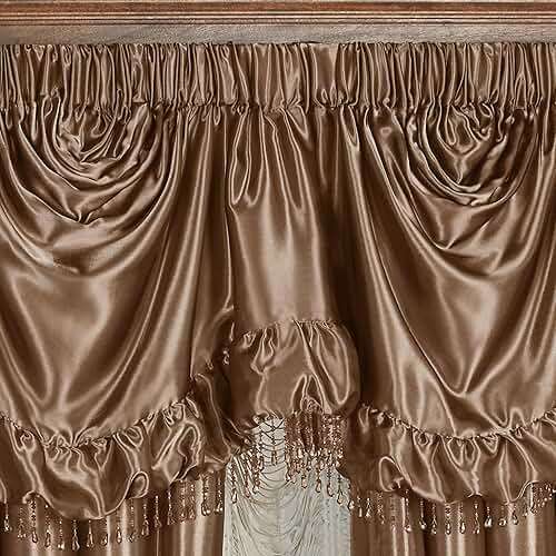 Touch of Class Portia Luxury Window Treatment | Rich Smoky Topaz | Premier Smooth Polyester Satin Elegant 2 Piece Lined Window Drapery Set with Empire Valance and 84 Inch Long Curtain Pair - Image 5