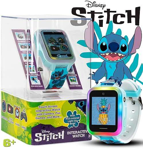 Disney Stitch Kids Interactive Smartwatch with Touchscreen, Camera, Games, Pedometer, Voice Recorder, and Alarm for Boys & Girls Aged 6+ - Blue Character Band, Multi-Color LED Light-Up Bezel - Image 2