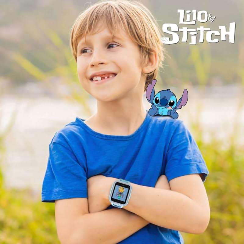 Disney Stitch Kids Interactive Smartwatch with Touchscreen, Camera, Games, Pedometer, Voice Recorder, and Alarm for Boys & Girls Aged 6+ - Blue Character Band, Multi-Color LED Light-Up Bezel - Image 4
