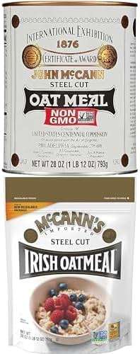 Bundle of McCann's Irish Oatmeal, Traditional Steel Cut Oats, 28 Ounce Tin + McCann's Irish Oatmeal, Traditional Steel Cut Oats, 28 Ounce Bag - Image 1