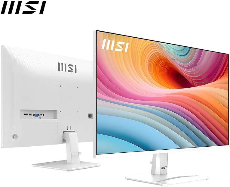 msi PRO MP275W E2 27-inch IPS 1920 x 1080 (FHD) Gaming Office Monitor, 120Hz, Free-Sync, HDMI, DisplayPort, VGA Port, VESA Mountable, Tilt, Speaker, 4-Side Slim Bezel 1ms, White - Image 2