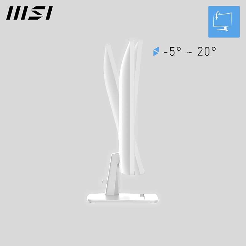 msi PRO MP275W E2 27-inch IPS 1920 x 1080 (FHD) Gaming Office Monitor, 120Hz, Free-Sync, HDMI, DisplayPort, VGA Port, VESA Mountable, Tilt, Speaker, 4-Side Slim Bezel 1ms, White - Image 4