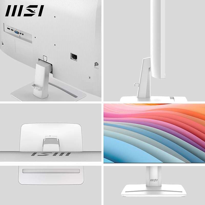 msi PRO MP275W E2 27-inch IPS 1920 x 1080 (FHD) Gaming Office Monitor, 120Hz, Free-Sync, HDMI, DisplayPort, VGA Port, VESA Mountable, Tilt, Speaker, 4-Side Slim Bezel 1ms, White - Image 5