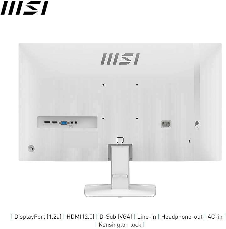 msi PRO MP275W E2 27-inch IPS 1920 x 1080 (FHD) Gaming Office Monitor, 120Hz, Free-Sync, HDMI, DisplayPort, VGA Port, VESA Mountable, Tilt, Speaker, 4-Side Slim Bezel 1ms, White - Image 6