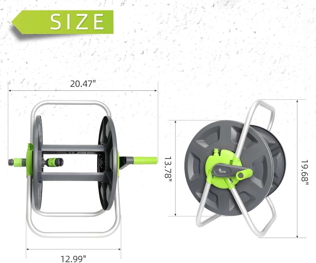 Garden Water Hose Reel Cart, Holds 65-100 Ft of 5/8 Inch, Wall Mounted Garden Hose Cart, Portable Hose Holder for Convenient Hose Storage and Watering - Image 2