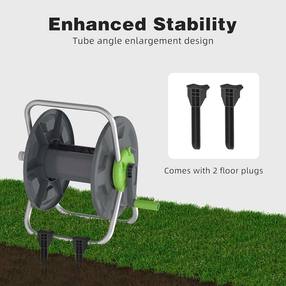 Garden Water Hose Reel Cart, Holds 65-100 Ft of 5/8 Inch, Wall Mounted Garden Hose Cart, Portable Hose Holder for Convenient Hose Storage and Watering - Image 5