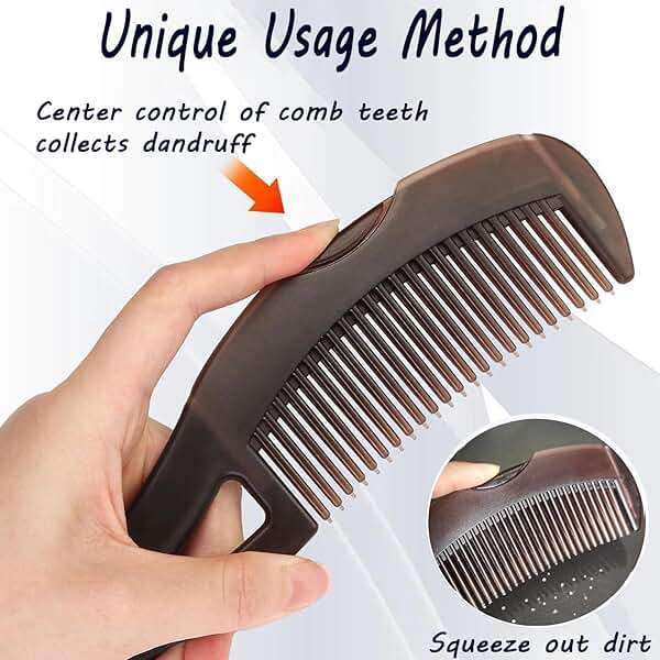 Self-Cleaning Dandruff Comb Hollow Teeth Scalp Detox Oil Removal for Women Men Kids Daily Home Use, Ergonomic Hair Comb in Brown - Image 3