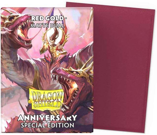 Dragon Shield | Matte Dual Standard Size Card Sleeves | 100 CT - Smooth & Tough Premium TCG Sleeves - Compatible with Pokemon, Flesh & Blood, One Piece & Magic the Gathering | Red/Gold - Image 2
