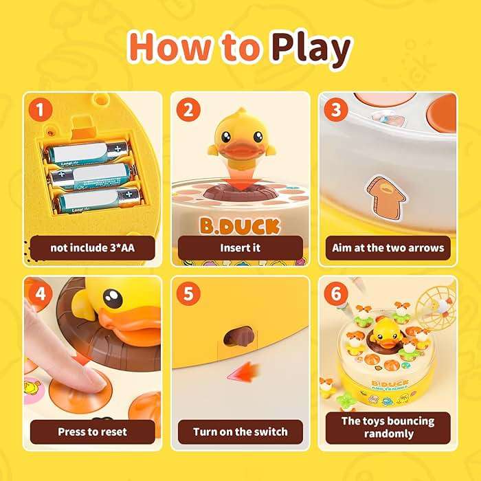 B.Duck Catch and Bounce Games Toys for Kids 3-5, B.Duck Board Games with 3 Nets for Kids 4-6, Christmas Birthday Xmas Gifts for Toddler Boys Girls 3 4 5 6 Years Old - Image 5