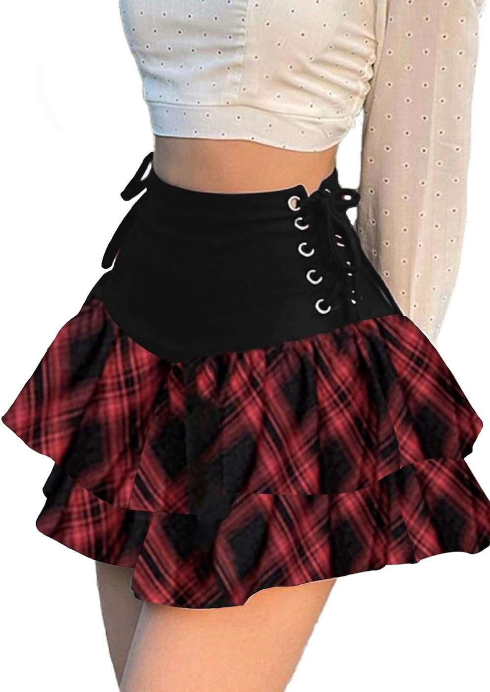 TSMNZMU Women's Goth Mini Skirts - Punk Grunge High Waist Emo Alt Mall Gothic Harajuku Lolita Skirts - Image 1