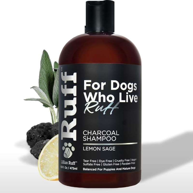 Ruff by Lillian Ruff Activated Charcoal Pet Shampoo – Deep Cleanser, Deodorizer, Stain Remover – Lemon Sage Scent, pH Balanced, Hydrate Dry Itchy Skin – Safe for Puppies & Mature Dogs - Image 1