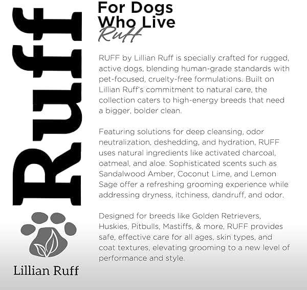 Ruff by Lillian Ruff Activated Charcoal Pet Shampoo – Deep Cleanser, Deodorizer, Stain Remover – Lemon Sage Scent, pH Balanced, Hydrate Dry Itchy Skin – Safe for Puppies & Mature Dogs - Image 7
