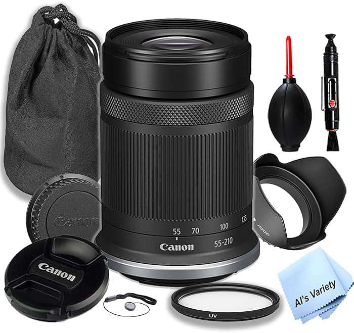 Canon RF-S 55-210mm f/5-7.1 is STM Lens (Canon RF),UV Filter,Lens Pouch,Hood and More (9pc) (Renewed) - Image 1