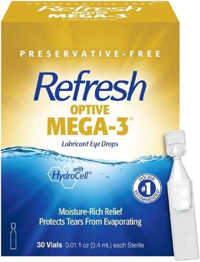 Refresh Optive Mega-3 Lubricant Eye Drops, Preservative-Free, 30-0.01 Fl Oz Single-Use Containers + Relieva Lubricant Eye Drops, 0.33 Fl Oz, Packaging May Vary - Image 2