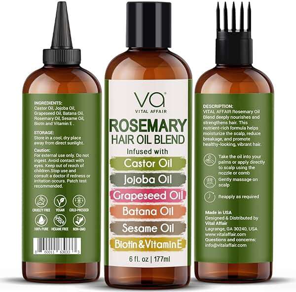 Blend Of Pure Rosemary Oil For Hair Growth With Castor, Batana, Jojoba Oil-Infused With Biotin & Vitamin E-Blend of Effective Hair Oils for Hair Growth-Strengthening Treatment-By Vital Affair-6 Fl Oz - Image 2