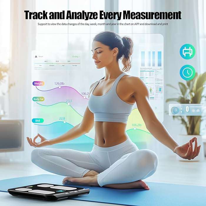 Smart Scale for Body Weight and Fat Percentage, Highly Accurate Digital Bathroom Body Fat Scale for BMI 28 Body Composition Analyzer, 8 Electrodes Smart Scale Weighing Scale Sync with Fitness App - Image 5