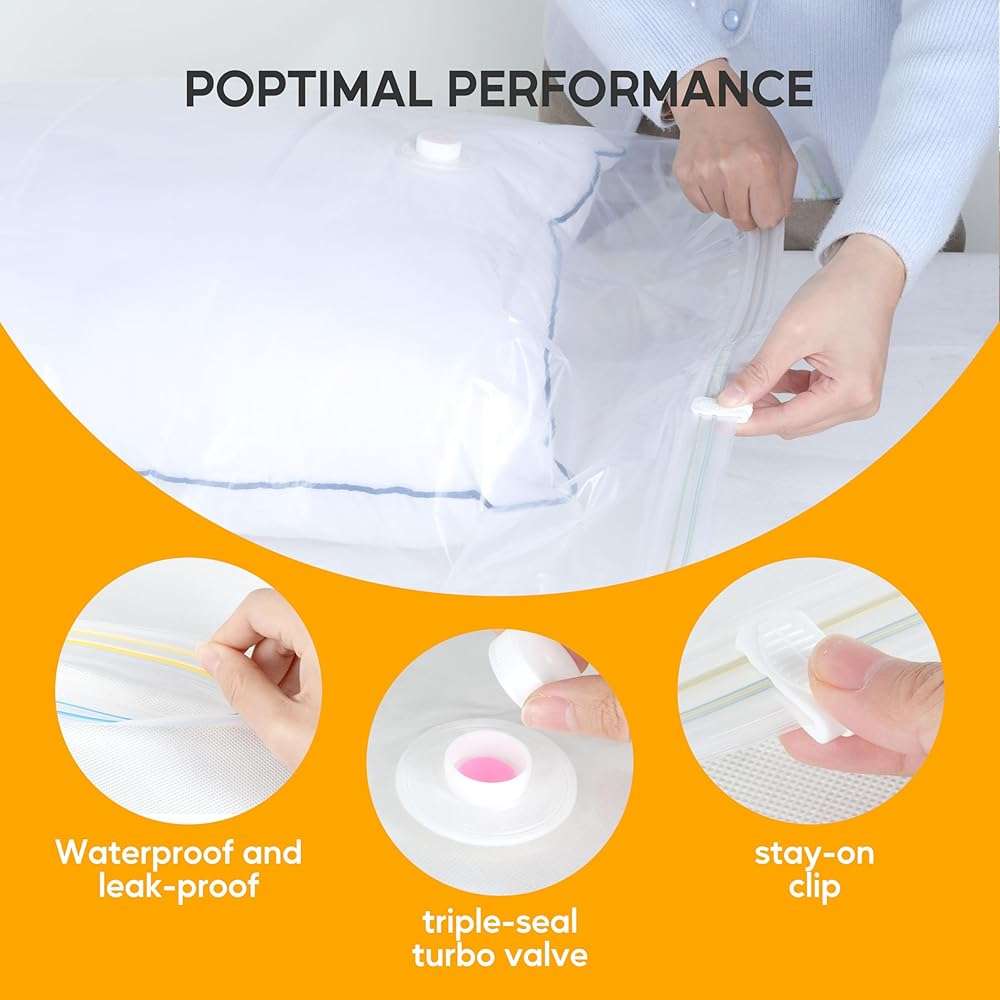 10 Jumbo Vacuum Seal Bags with Hand Pump, Vacuum Storage Bags, Space Saver Bags for Clothing, Comforters, Blankets, Bedding, Pillows - Image 3