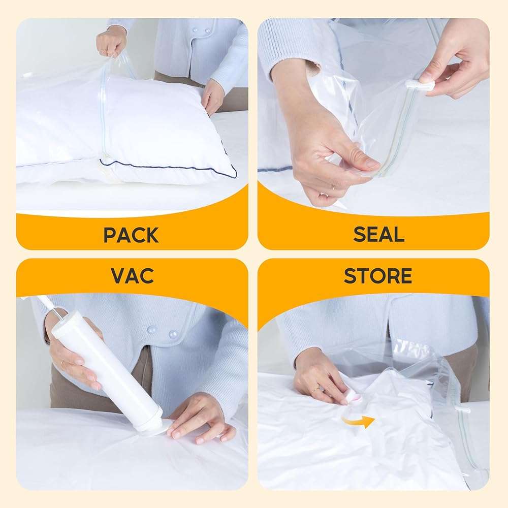 10 Jumbo Vacuum Seal Bags with Hand Pump, Vacuum Storage Bags, Space Saver Bags for Clothing, Comforters, Blankets, Bedding, Pillows - Image 6