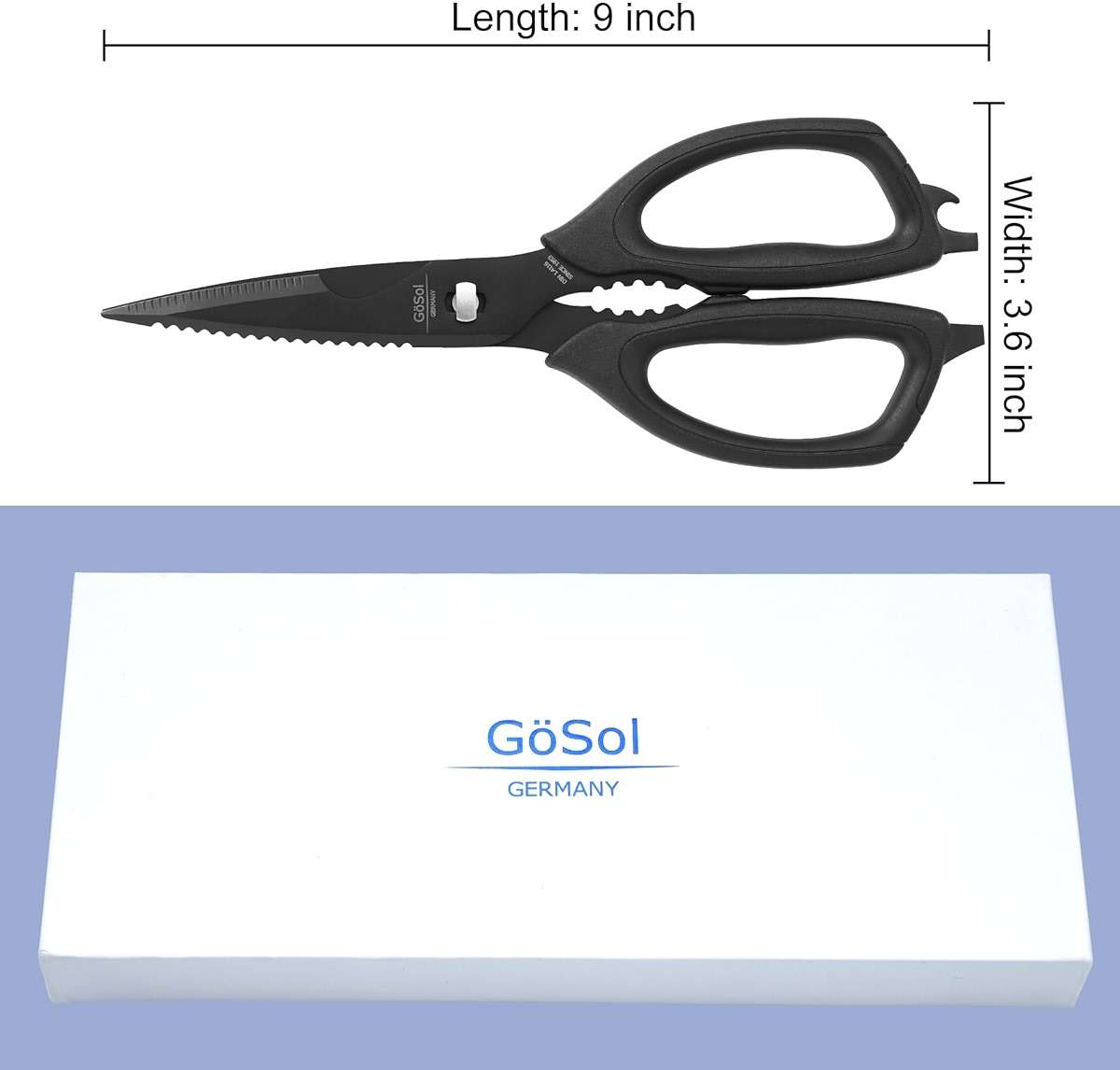 Kitchen Shears Come Apart Kitchen Scissors for Food Heavy Duty Chicken Bone Fish Nutcracker Can Opener Shears with Serrated Blade Premium Black Titanium Plated Stainless Steel 02A - Image 2
