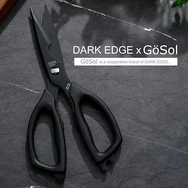 Kitchen Shears Come Apart Kitchen Scissors for Food Heavy Duty Chicken Bone Fish Nutcracker Can Opener Shears with Serrated Blade Premium Black Titanium Plated Stainless Steel 02A - Image 6
