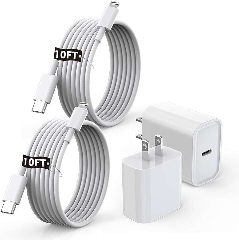 [Apple MFi Certified]10FT Fast iPhone Charger,Extra Long Apple Charger Fast Charging 2Pack USB C Charger Block Plug + 10Foot Lightning Cable Cord for iPhone 14/Pro/Pro Max/Plus/13/12/11/XS/XR/X/SE2022 - Image 1
