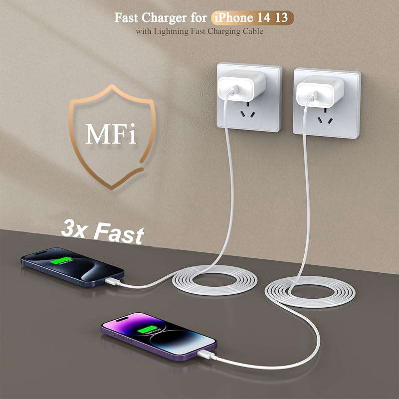 [Apple MFi Certified]10FT Fast iPhone Charger,Extra Long Apple Charger Fast Charging 2Pack USB C Charger Block Plug + 10Foot Lightning Cable Cord for iPhone 14/Pro/Pro Max/Plus/13/12/11/XS/XR/X/SE2022 - Image 2