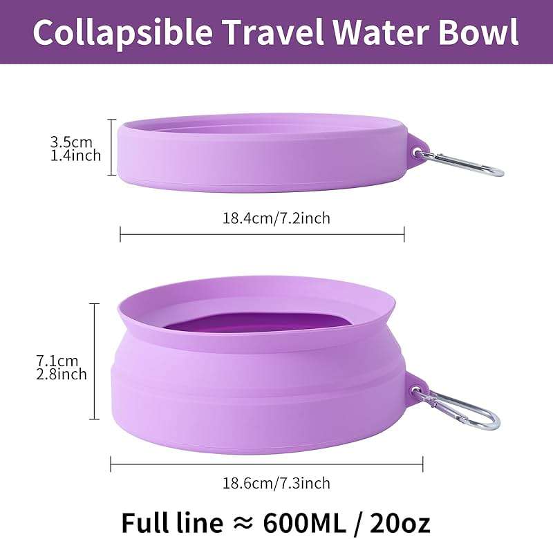 SLSON Spill Proof Dog Water Bowl for Cars,Collapsible No Splash Dog Travel Bowls Integrated Molding Portable Pet Bowl for Road Trip Truck,RV,SUV,Boat Accessories (Purple) - Image 5