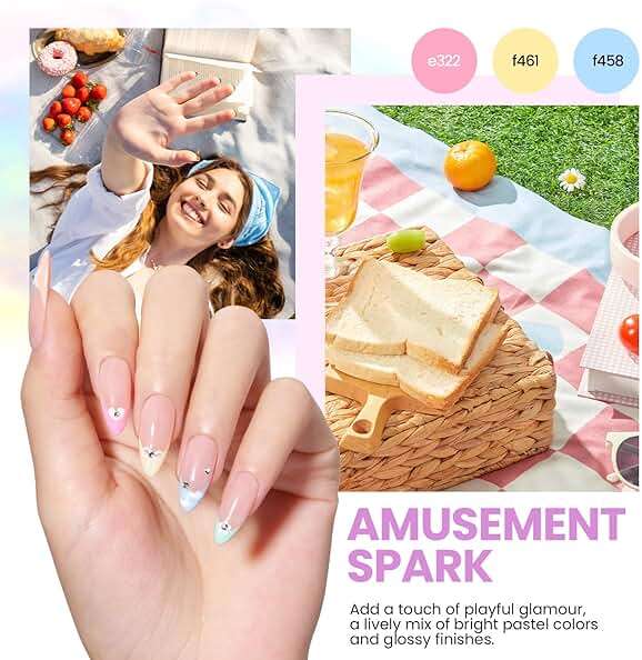 Beetles Gel Nail Polish Kit with U V Light: 19 Pcs Garden Party Pastel 8 Colors Soak Off Gel Nail Set with Base and Top Coat, Sticker accessories All in One Manicure Party Favors - Image 4