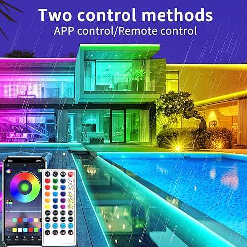 vimeepro 400ft Outdoor Waterproof Led Strip Light,IP68 Waterproof Led RGB Light with IR Remote&App Control,Music Sync and Color Changing LED Rope Light for Bedroom,Roof,Pool,Balcony（2 Rolls of 200ft） - Image 2