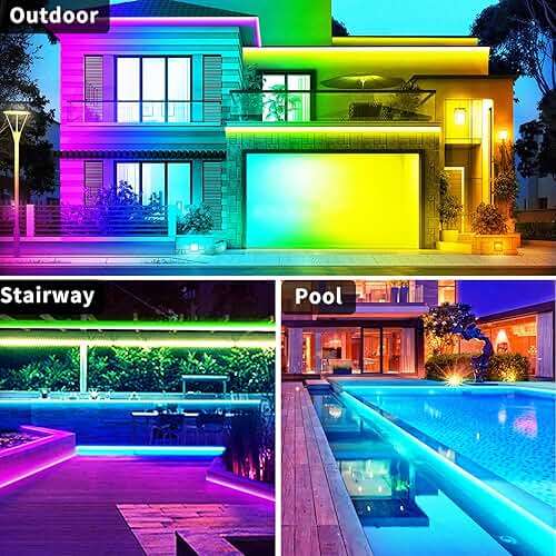 vimeepro 400ft Outdoor Waterproof Led Strip Light,IP68 Waterproof Led RGB Light with IR Remote&App Control,Music Sync and Color Changing LED Rope Light for Bedroom,Roof,Pool,Balcony（2 Rolls of 200ft） - Image 6