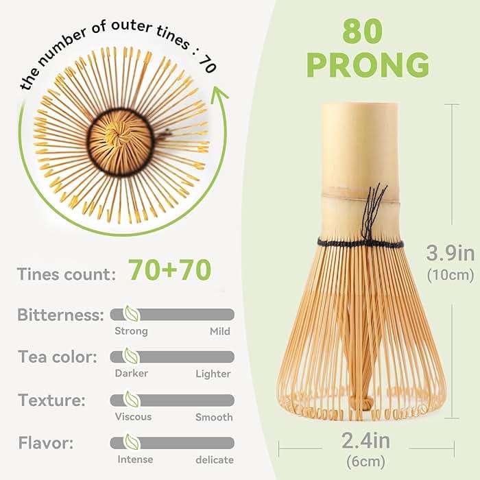 Bamboo Matcha Whisk 80/100/120 Prong, Traditional Japanese Chasen Matcha Stirrer -Authentic Japanese Bamboo Whisk For Matcha Tea (80prongs) - Image 2