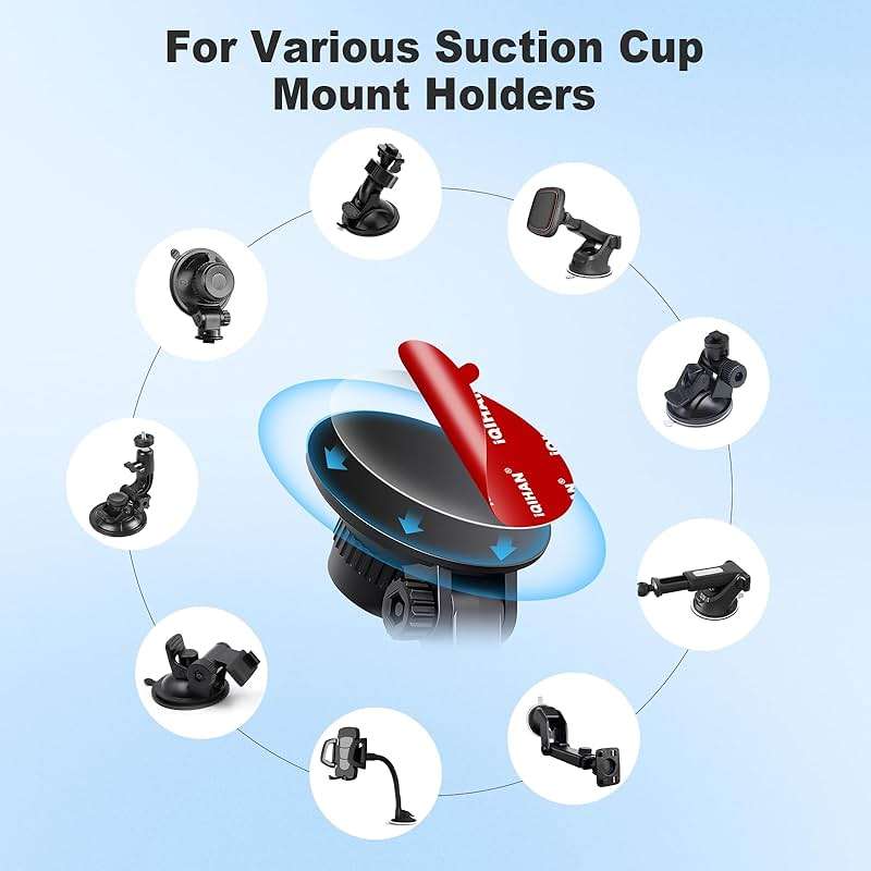 5pcs Sticky Adhesive Pads for Car Phone Mount, 70mm/ 2.76" Double-Sided Heavy Duty Sticker Gel Mounting Tapes Replacement Kit for Suction Cup Dashboard Cell Phone Holder Windshield Dash Cam GPS Base - Image 4