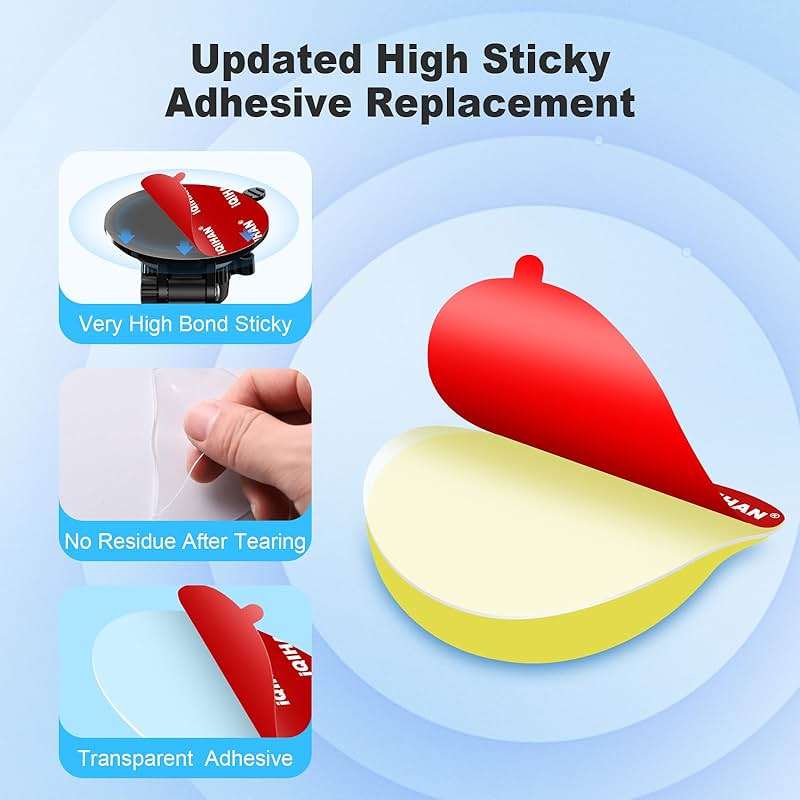 5pcs Sticky Adhesive Pads for Car Phone Mount, 70mm/ 2.76" Double-Sided Heavy Duty Sticker Gel Mounting Tapes Replacement Kit for Suction Cup Dashboard Cell Phone Holder Windshield Dash Cam GPS Base - Image 6
