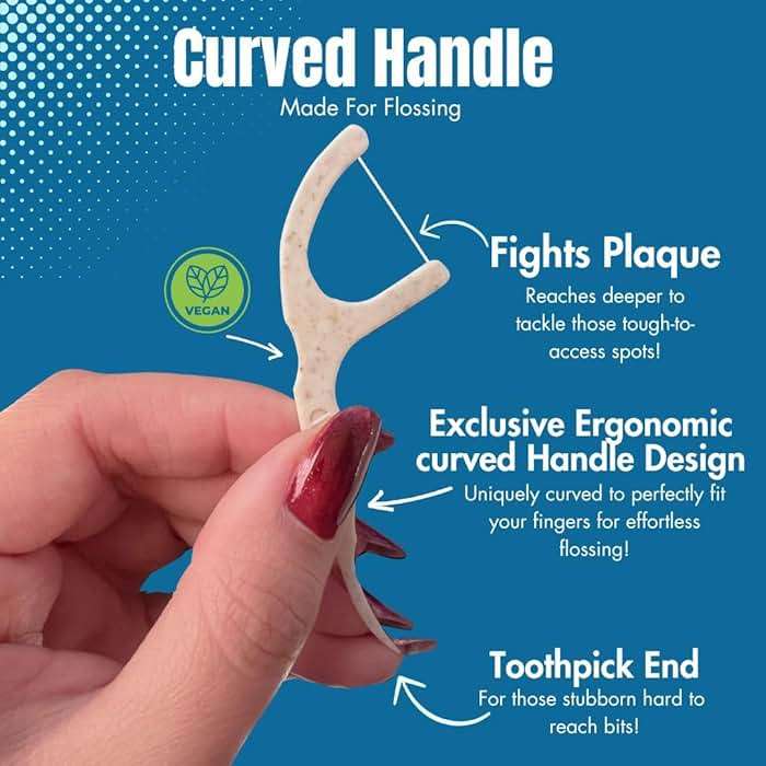 Dental Floss Picks (220 Count) – Mint Flavored Tooth Flossers, Thin Single Thread Floss, Shred-Resistant Smooth Glide for Plaque Removal, Wheat-Straw Handle | Travel Case Holds up to 10 - Image 5