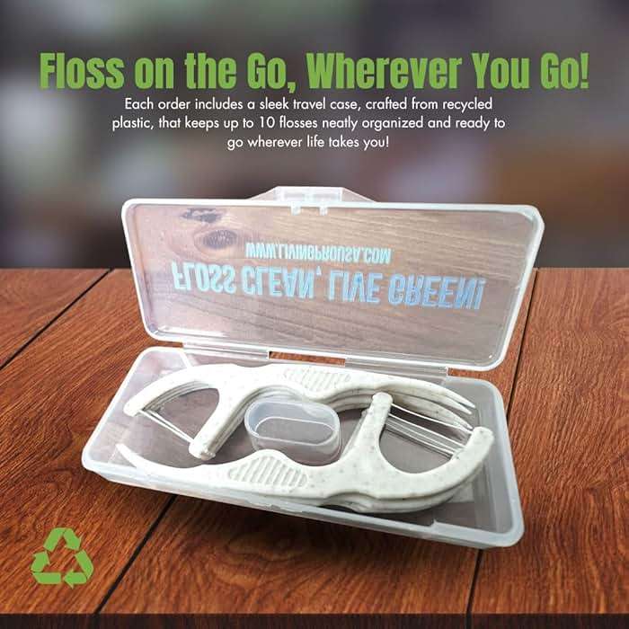 Dental Floss Picks (220 Count) – Mint Flavored Tooth Flossers, Thin Single Thread Floss, Shred-Resistant Smooth Glide for Plaque Removal, Wheat-Straw Handle | Travel Case Holds up to 10 - Image 7