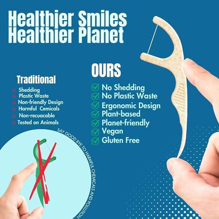 Dental Floss Picks (220 Count) – Mint Flavored Tooth Flossers, Thin Single Thread Floss, Shred-Resistant Smooth Glide for Plaque Removal, Wheat-Straw Handle | Travel Case Holds up to 10 - Image 8